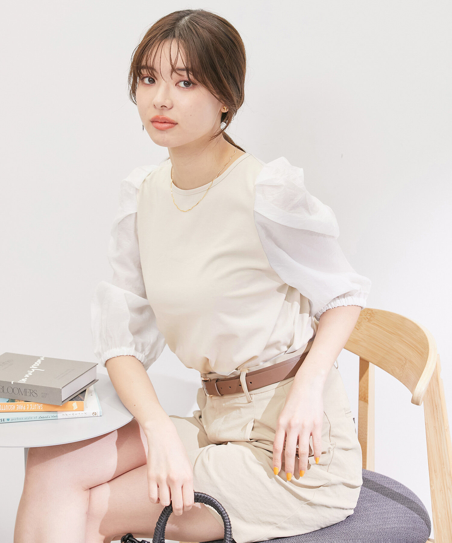 Rope&rsquo;Picnic「袖異素材カットトップス」|Tシャツ・カットソー|