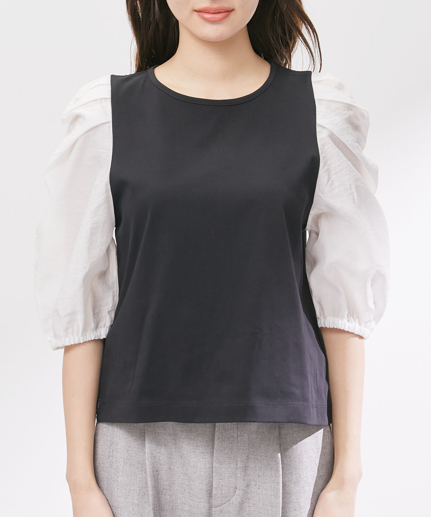 Rope&rsquo;Picnic「袖異素材カットトップス」|Tシャツ・カットソー|