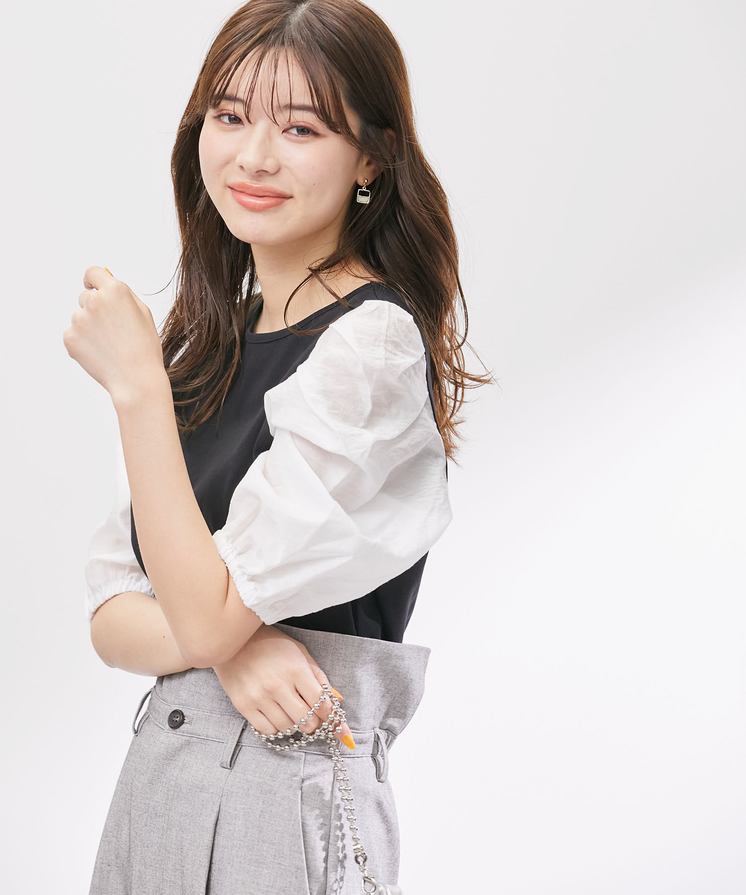 Rope&rsquo;Picnic「袖異素材カットトップス」|Tシャツ・カットソー|