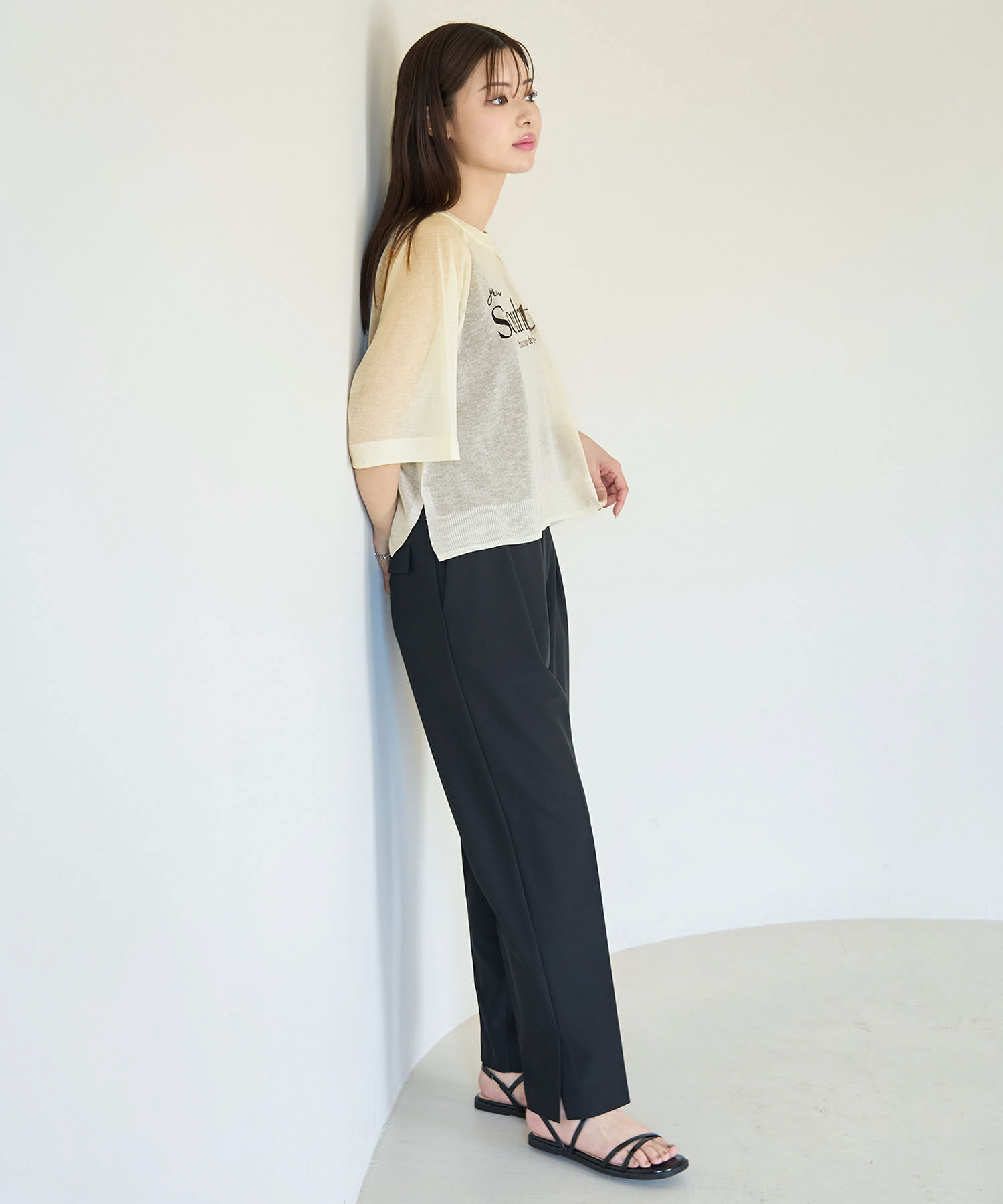 Rope&rsquo;Picnic「ロゴプリントシアーニットプルオーバー」|ニット・セーター|