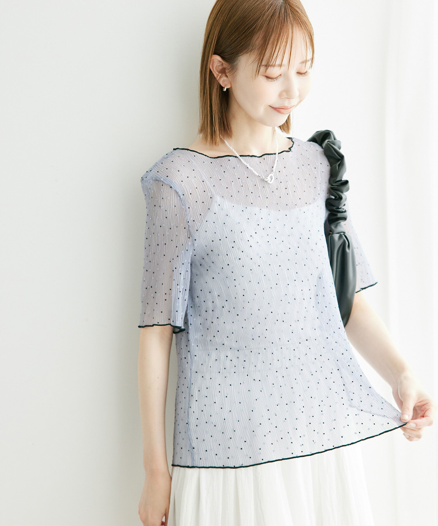 Rope&rsquo;Picnic「ドットシアーブラウス」|シャツ・ブラウス|サックス(48)