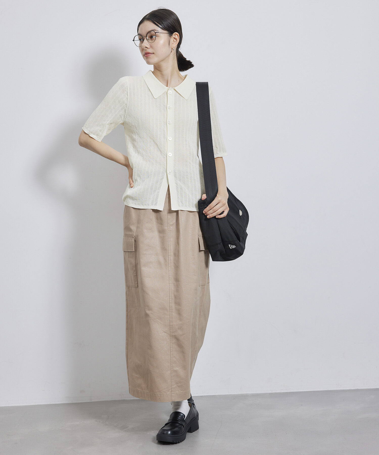 Rope&rsquo;Picnic「ハーフスリーブシアーポロニット」|ニット・セーター|