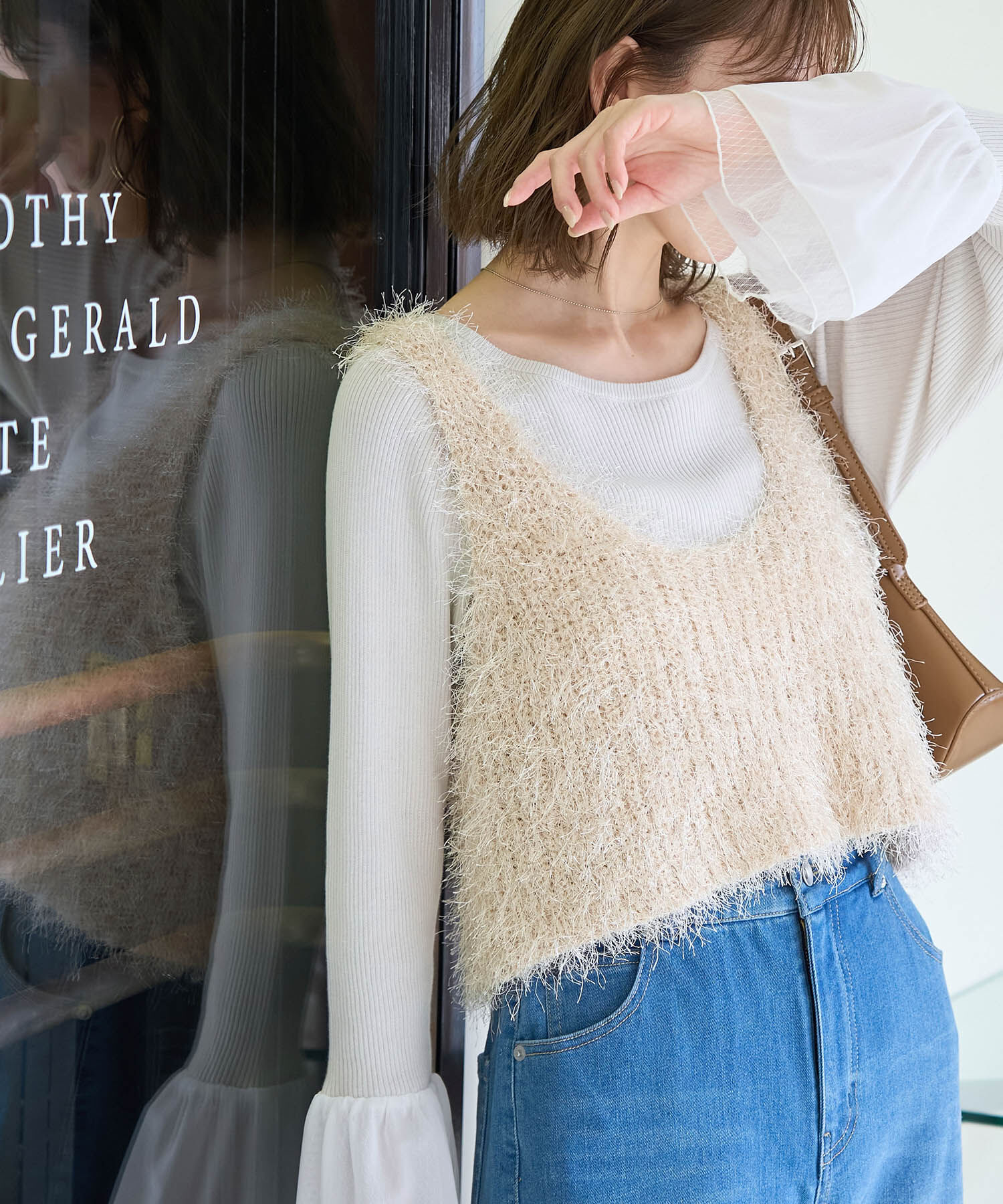 Rope&rsquo;Picnic「ラメフェザージレ/2WAY・リンクコーデ」|ベスト・ジレ|ベージュ(27)