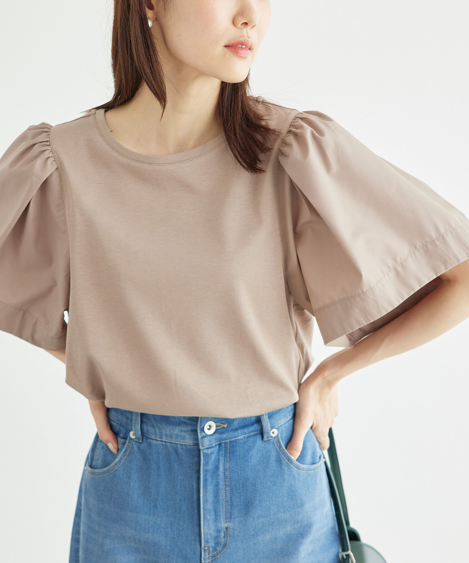 Rope&rsquo;Picnic「布帛ボリューム袖カットソートップス」|Tシャツ・カットソー|ブラウン(22)