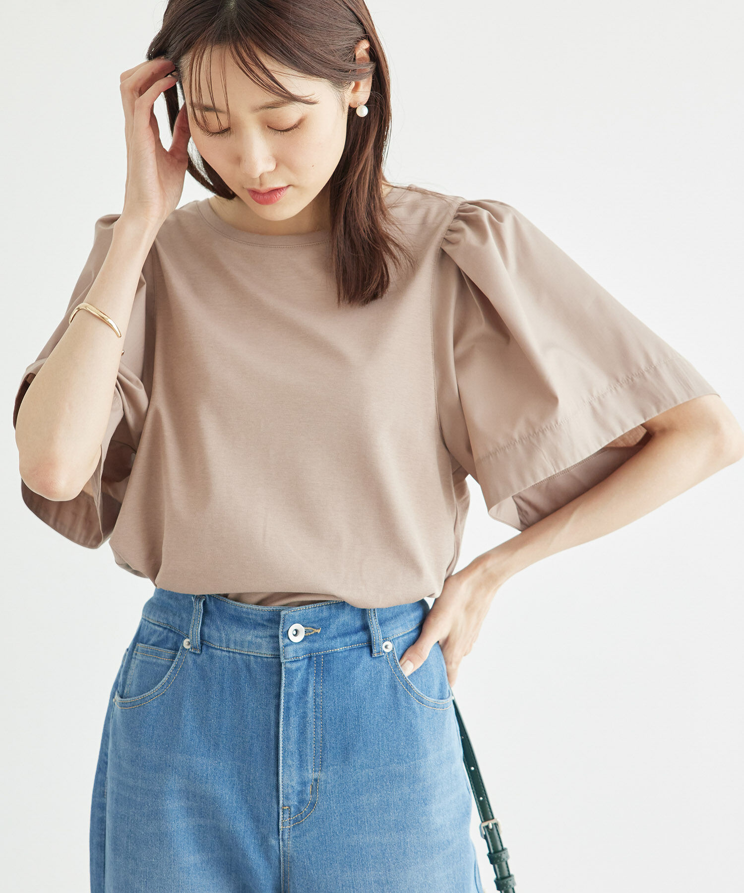 Rope&rsquo;Picnic「布帛ボリューム袖カットソートップス」|Tシャツ・カットソー|