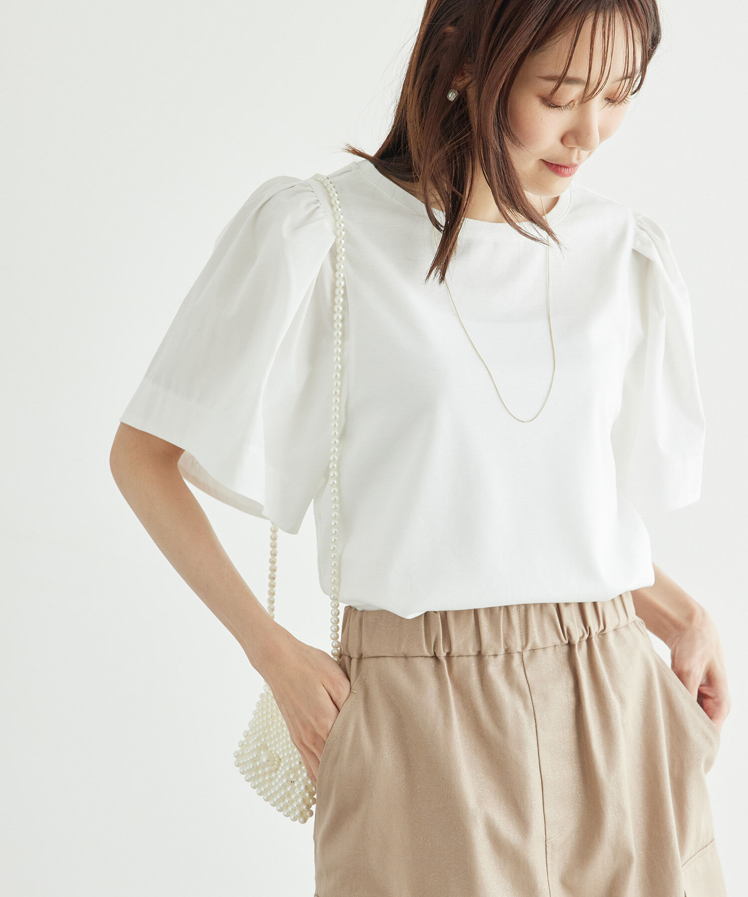 Rope&rsquo;Picnic「布帛ボリューム袖カットソートップス」|Tシャツ・カットソー|