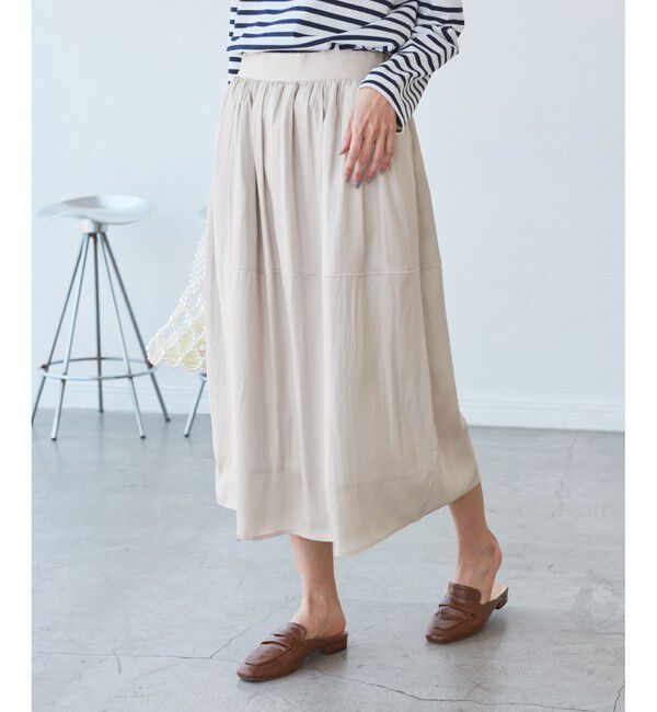 Rope&rsquo;Picnic「切り替えギャザーフレアスカート」|スカート|ベージュ(27)