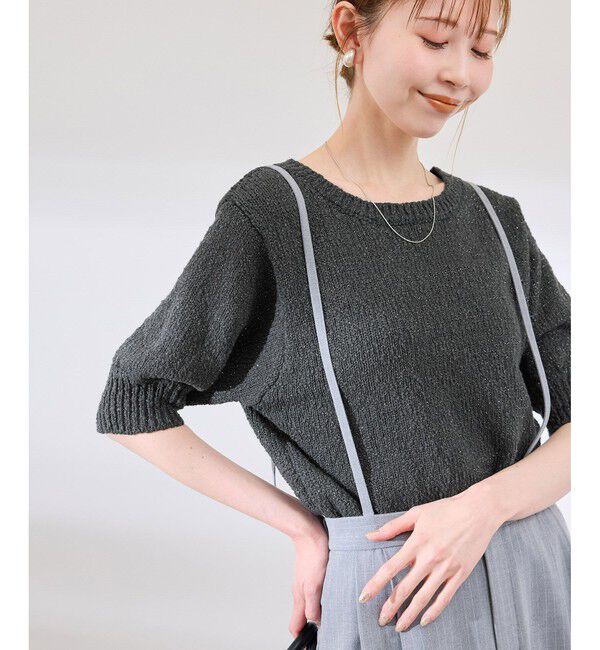 Rope&rsquo;Picnic「ラメ混綿ニットハーフスリーブプルオーバー」|ニット・セーター|