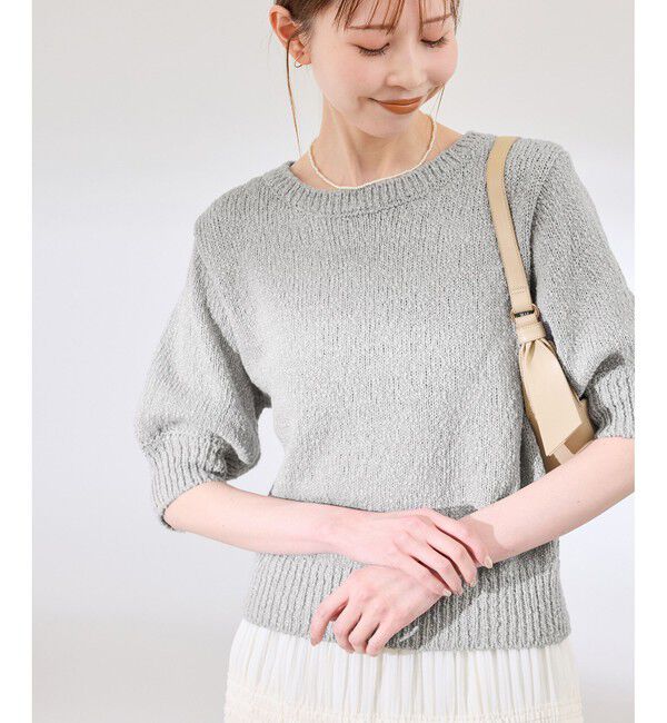 Rope&rsquo;Picnic「ラメ混綿ニットハーフスリーブプルオーバー」|ニット・セーター|