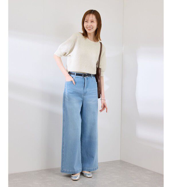 Rope&rsquo;Picnic「ラメ混綿ニットハーフスリーブプルオーバー」|ニット・セーター|