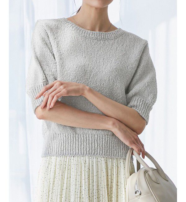 Rope&rsquo;Picnic「ラメ混綿ニットハーフスリーブプルオーバー」|ニット・セーター|