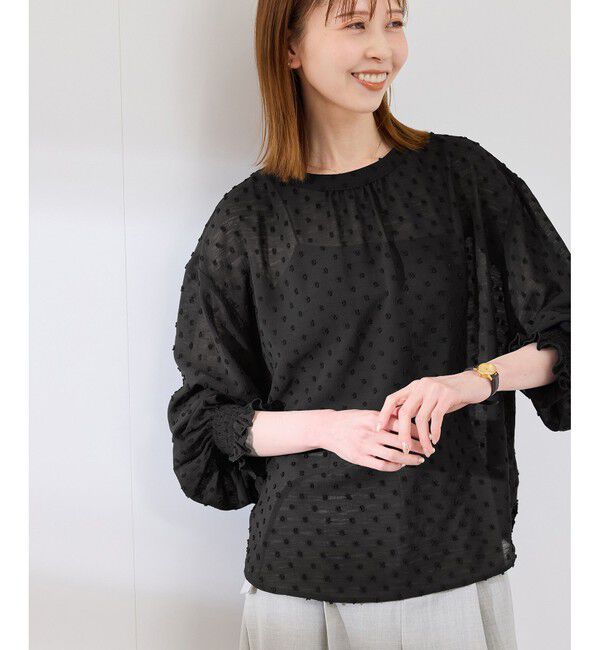 Rope&rsquo;Picnic「袖コンシャスドットシアーブラウス」|シャツ・ブラウス|