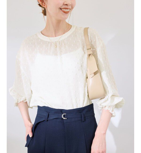 Rope&rsquo;Picnic「袖コンシャスドットシアーブラウス」|シャツ・ブラウス|