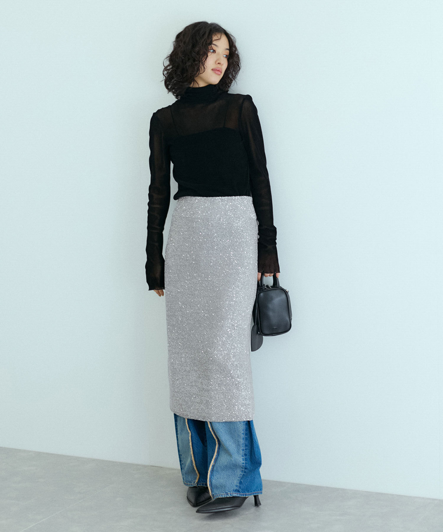 ADAM ET ROPE'「スパンコールニットスカート」|スカート|