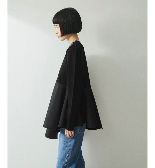 ADAM ET ROPE'「【WEB限定】フリルペプラムロングスリーブカットソー」|Tシャツ・カットソー|