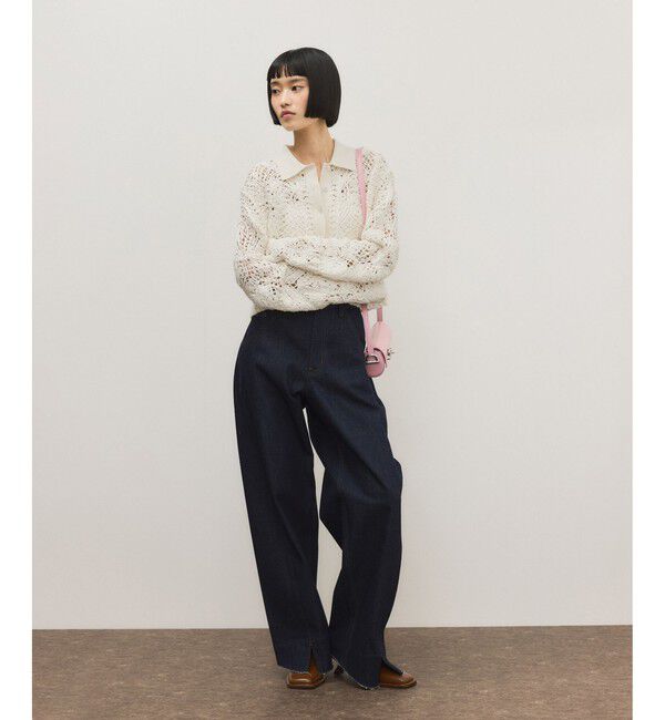 ADAM ET ROPE'「コードレースパターンニットシャツ」|シャツ・ブラウス|