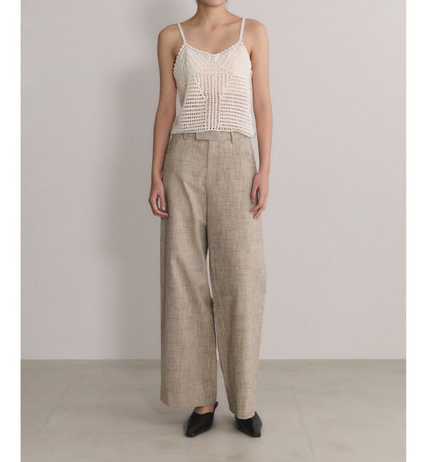 ADAM ET ROPE'「【EMOELLE】コットンリネンクラフトニットトップ」|キャミソール|