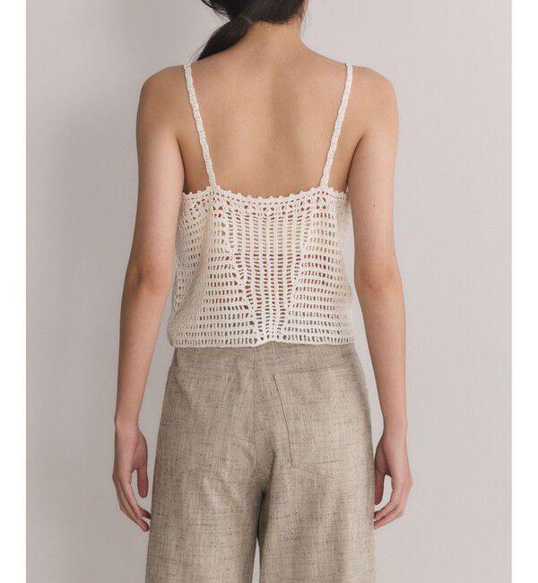 ADAM ET ROPE'「【EMOELLE】コットンリネンクラフトニットトップ」|キャミソール|