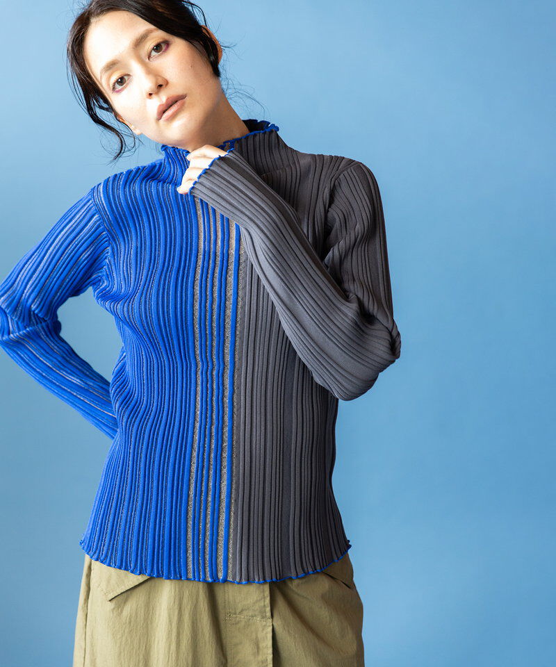  「シアー切替ニットプルオーバー」|ニット・セーター|