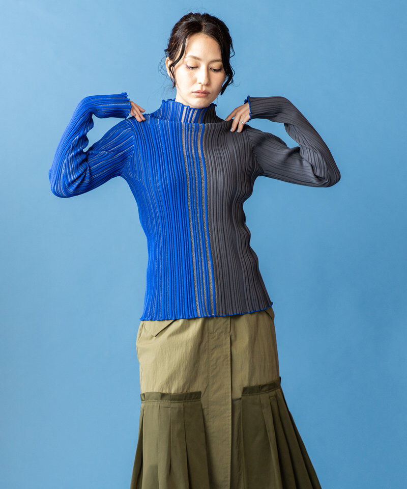  「シアー切替ニットプルオーバー」|ニット・セーター|
