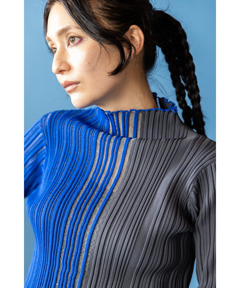  「シアー切替ニットプルオーバー」|ニット・セーター|