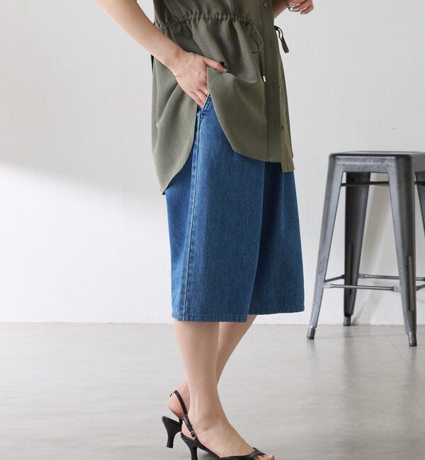  「Q.anos タックハーフデニムパンツ」|デニム|