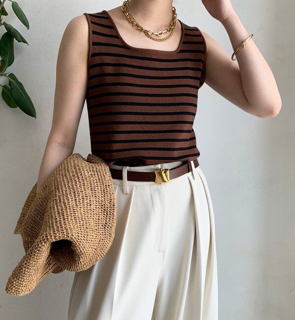  「ボーダースクエアニットタンク」|ニット・セーター|