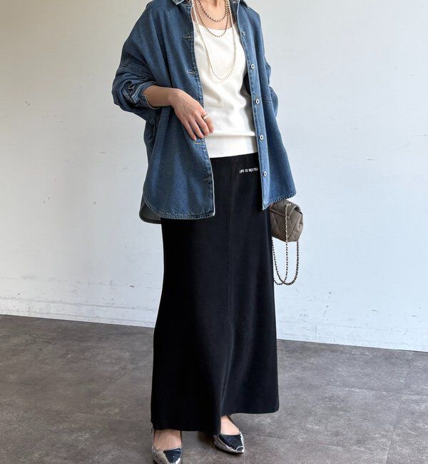  「【セットアップ可能】ハニカムワッフル編みニットスカート」|スカート|