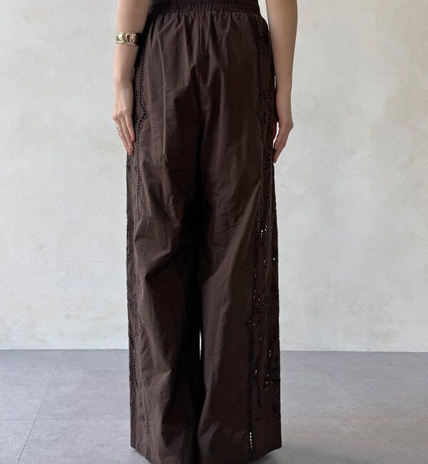 「刺繍レースコットンパンツ」|チノ|