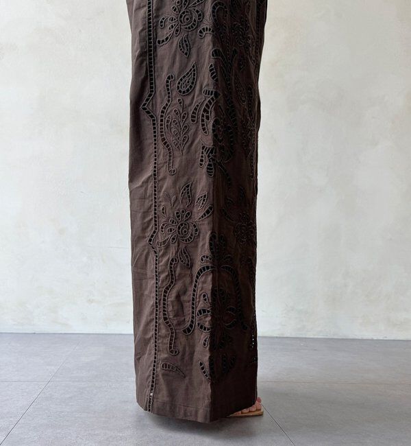  「刺繍レースコットンパンツ」|チノ|