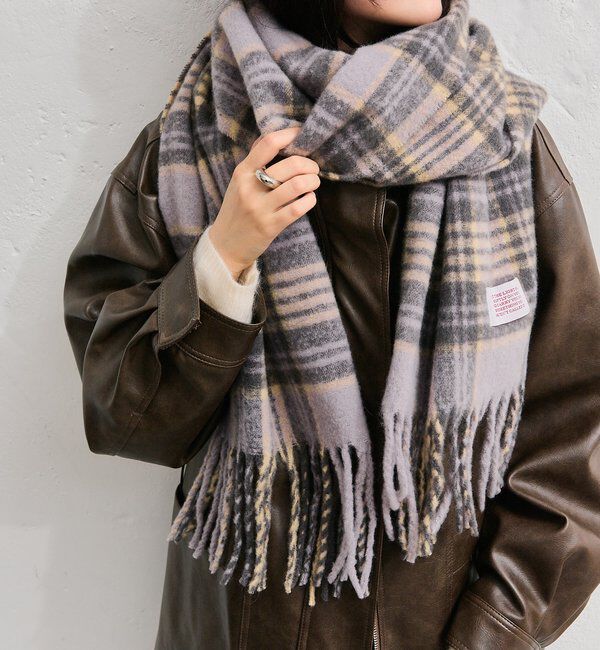  「チェックストール」|マフラー|パープル