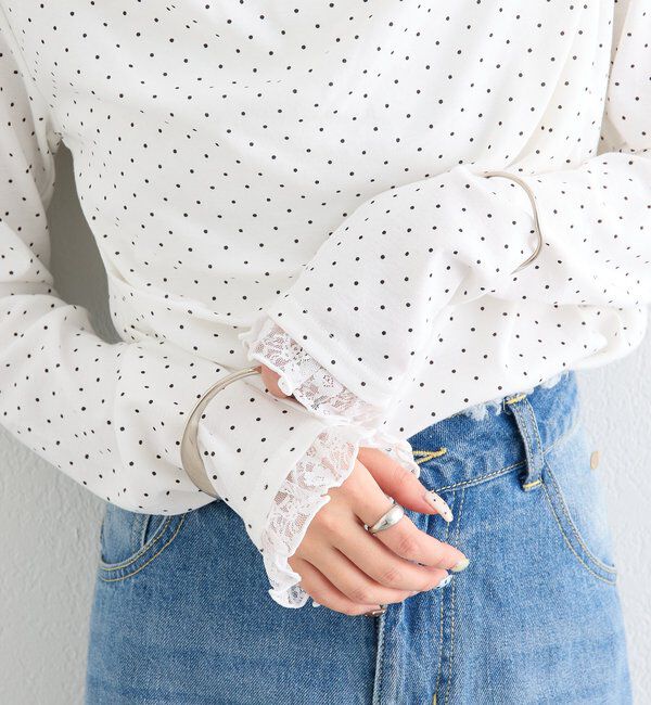  「レースドッキングオフショルロンT」|Tシャツ・カットソー|