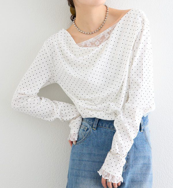  「レースドッキングオフショルロンT」|Tシャツ・カットソー|