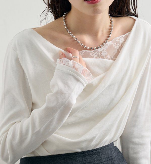  「レースドッキングオフショルロンT」|Tシャツ・カットソー|