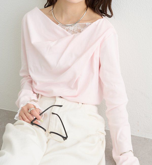  「レースドッキングオフショルロンT」|Tシャツ・カットソー|