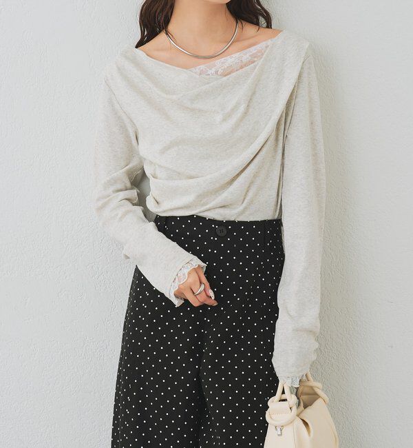  「レースドッキングオフショルロンT」|Tシャツ・カットソー|