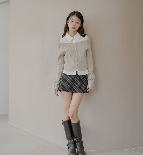  「シャツレイヤード2way カーディガン」|カーディガン|