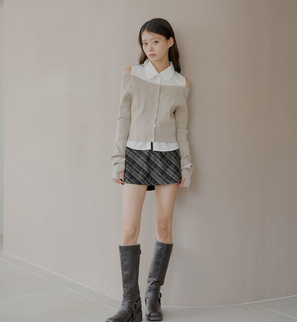  「シャツレイヤード2way カーディガン」|カーディガン|