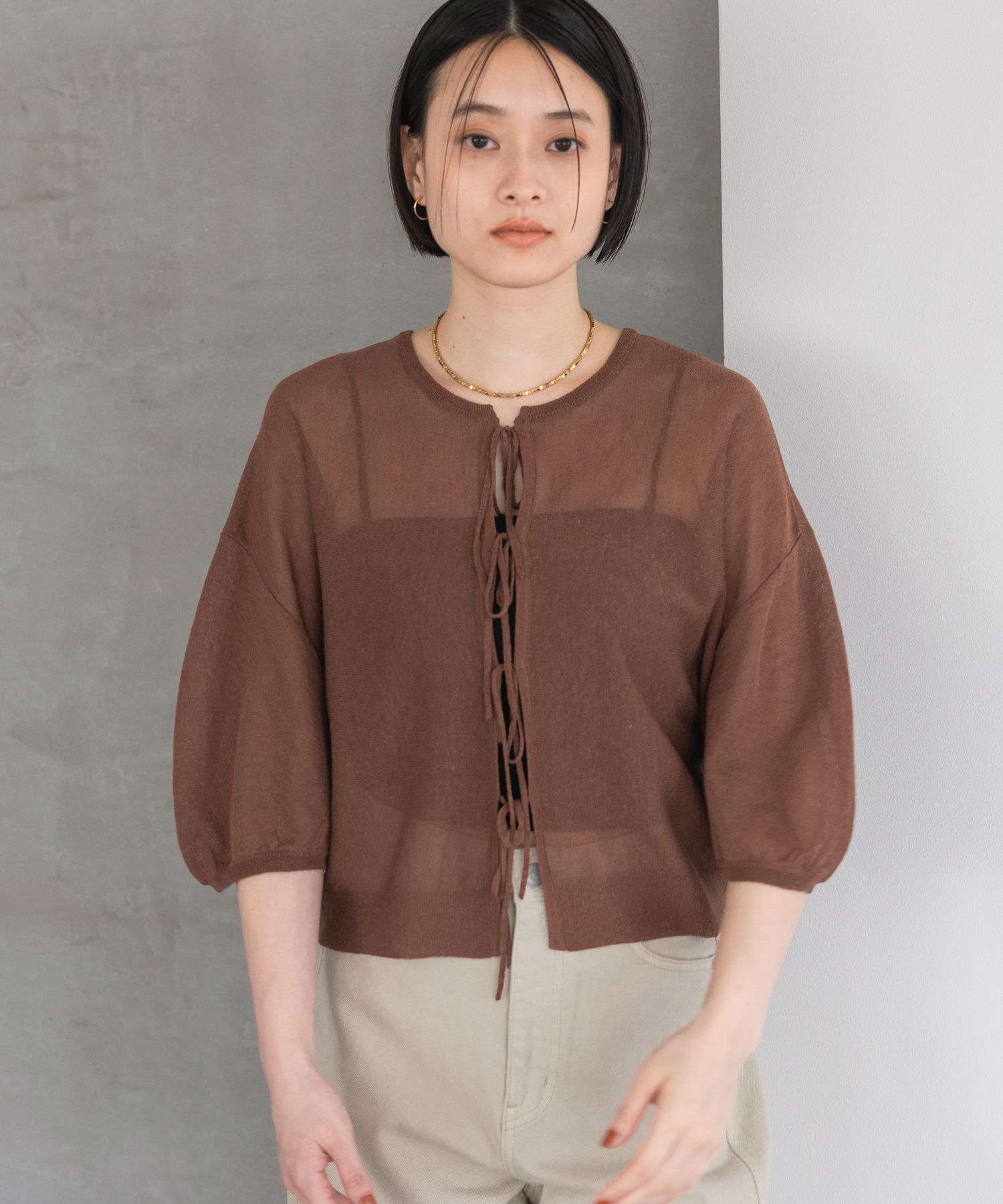 A part by 「バックリボンプルオーバー_5分袖」|ニット・セーター|