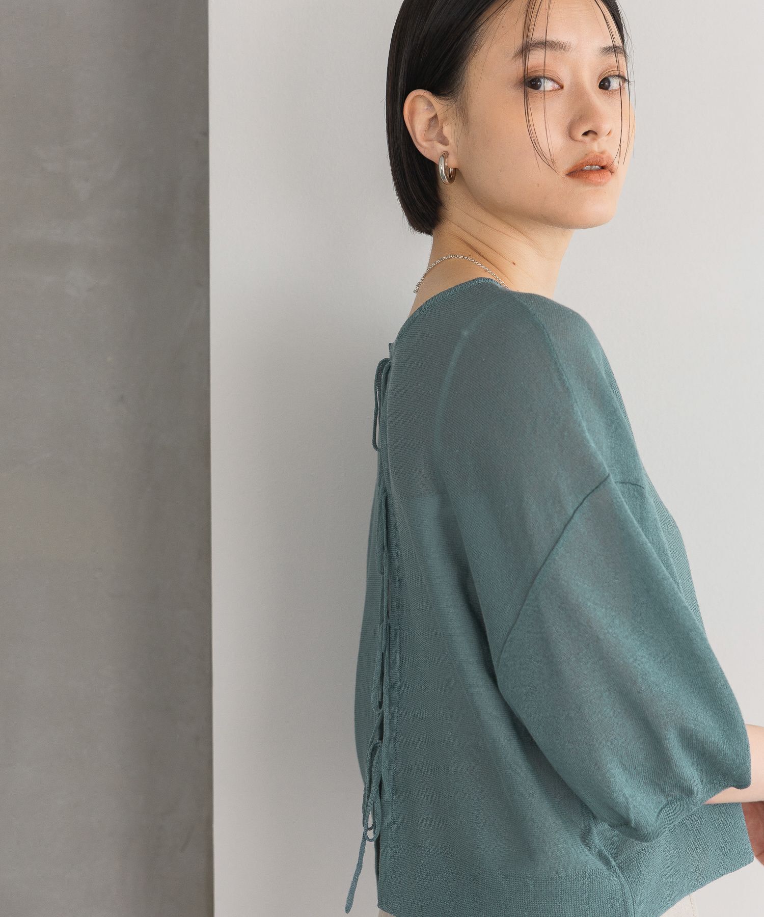 A part by 「バックリボンプルオーバー_5分袖」|ニット・セーター|