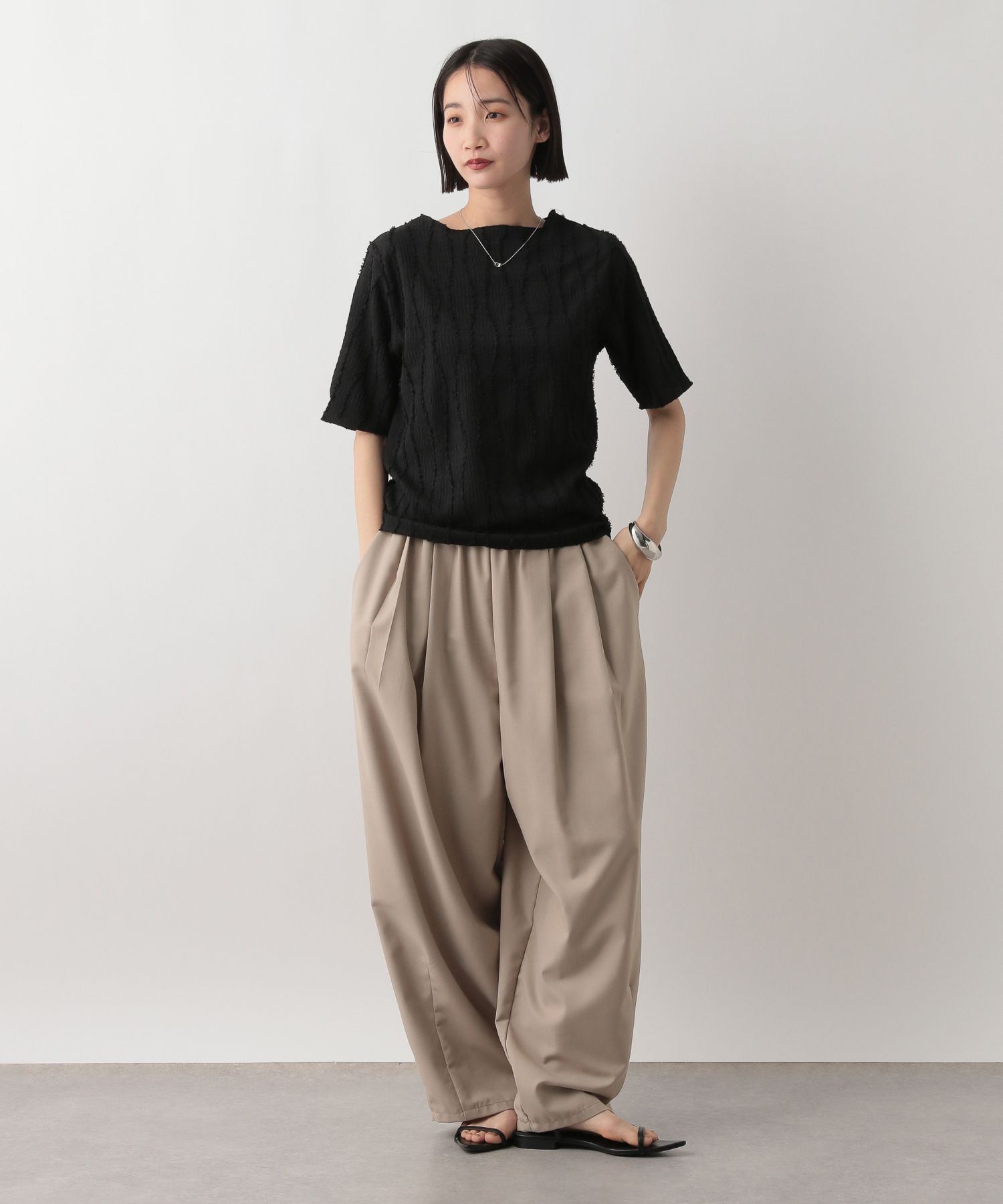 LOWRYS FARM「ジャガードフリンジ５Ｓ」|Tシャツ・カットソー|