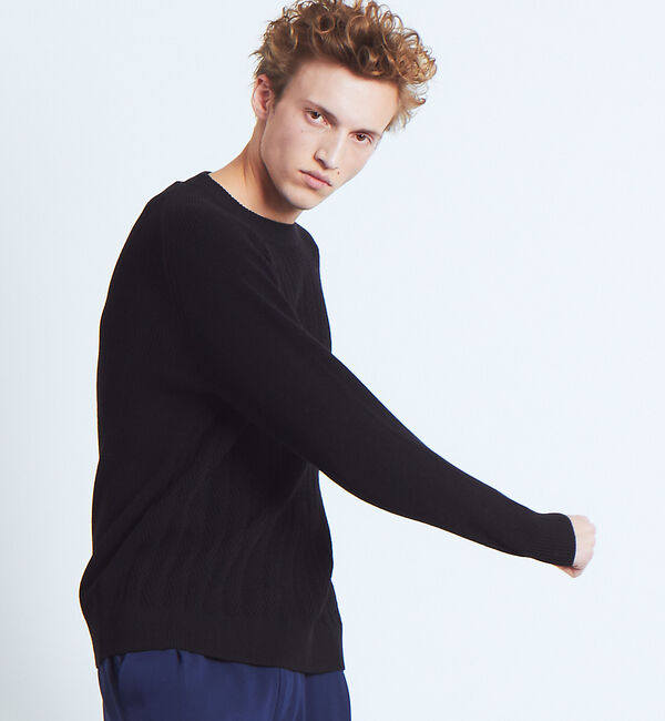 ABAHOUSE「コットンリンクスプルオーバーニット」|ニット・セーター|ブラック