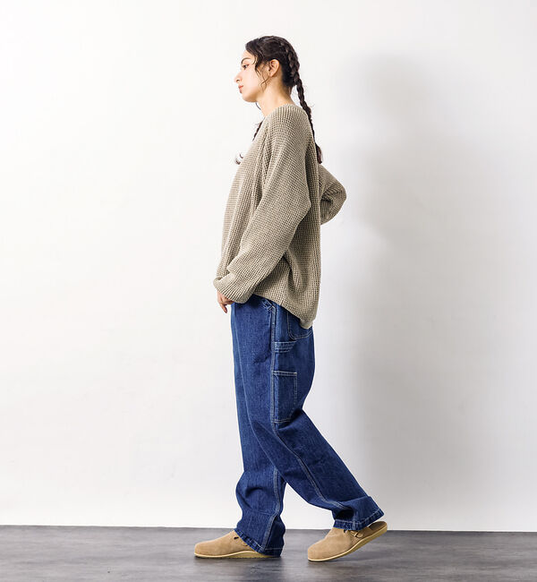ABAHOUSE「【Revo.レボ】パウダーブリーチ加工ワッフルコットンニットクルー/ユニセックス」|ニット・セーター|