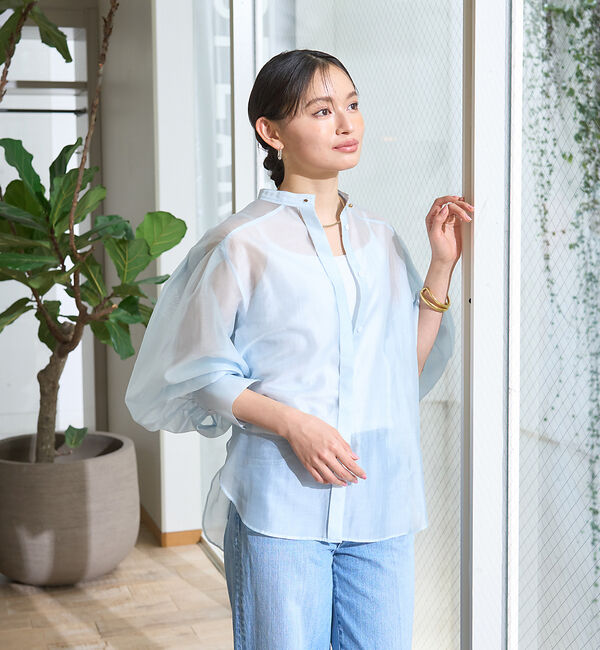 Rouge vif「タックボリューム袖シアーブラウス」|シャツ・ブラウス|