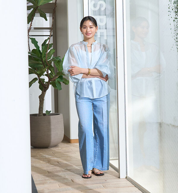 Rouge vif「タックボリューム袖シアーブラウス」|シャツ・ブラウス|