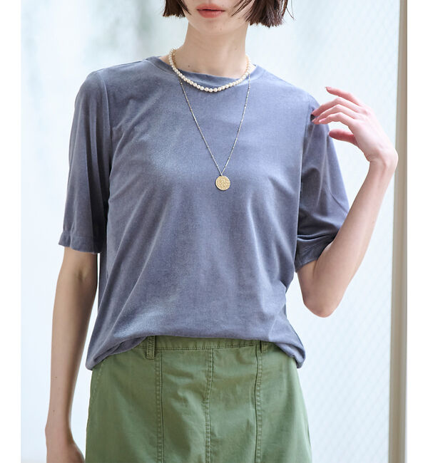 Rouge vif「【MICA&DEAL/マイカアンドディール】ベロアTEE / シアーベロア /」|Tシャツ・カットソー|ブルー