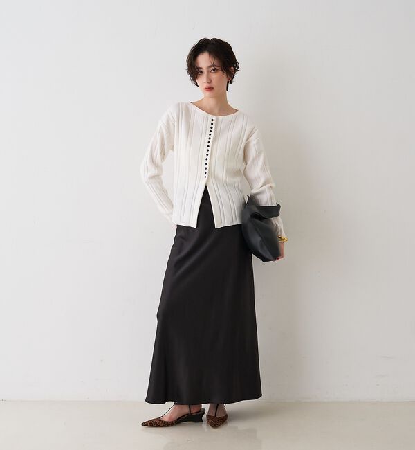 Rouge vif「ストライプ組織2WAYニット /カーディガン」|ニット・セーター|