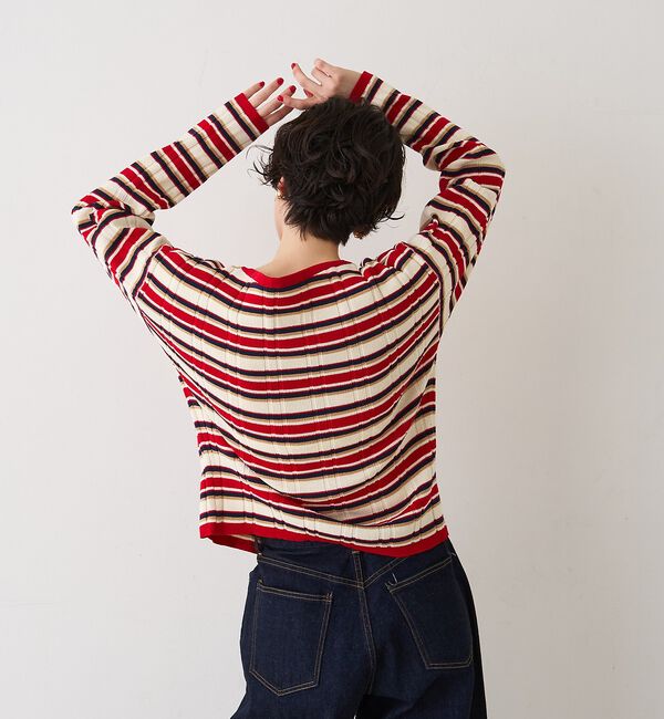 Rouge vif「ストライプ組織2WAYニット /カーディガン」|ニット・セーター|