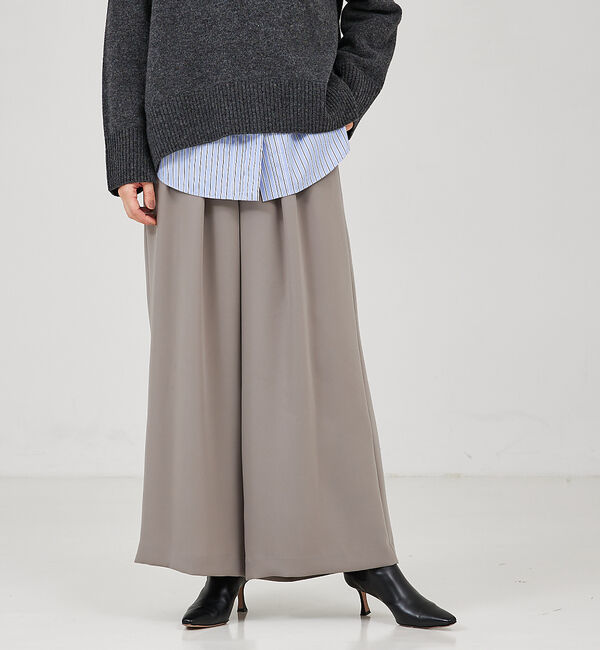 qualite「ストレッチサテンワイドパンツ」|その他|チャコールグレー