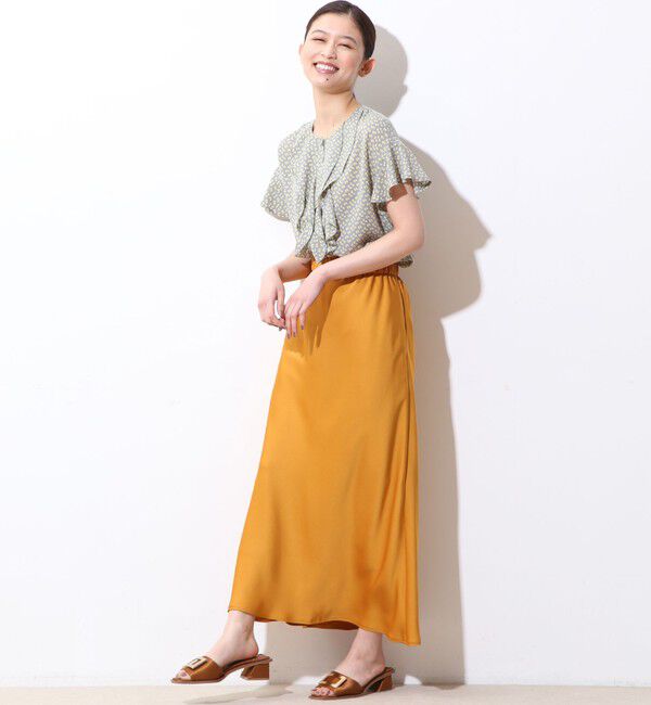  「リーフドットプリントフリルブラウス」|シャツ・ブラウス|グレー